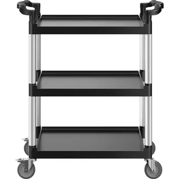 Vevor Plastový 3-patrový vozík, 300 lbs, 360°/2 brzd., 24.4×16.1-inch