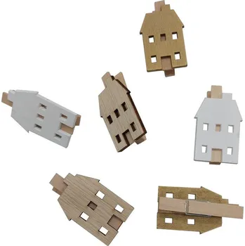 Vánoční dekorace Kolíčky zlaté domky 3001823