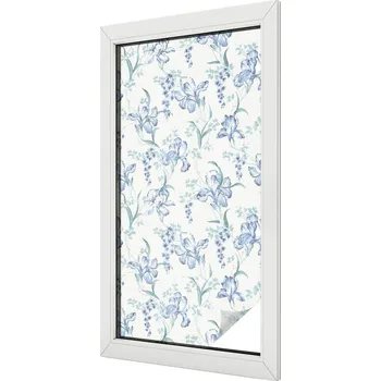 Okenní dekorace Fólie Okenní dýha Samolepicí Mléčná vitráž Modré květy 50x100
