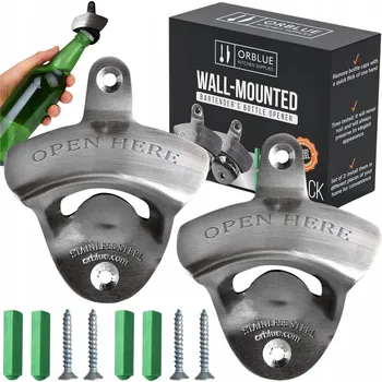 Otvírák Nástěnný otvírák na pivo a lahve z NEREZOVÉ OCELI - EXKLUZIVNÍ - 2 kusy - IDEÁLNÍ JAKO DÁREK