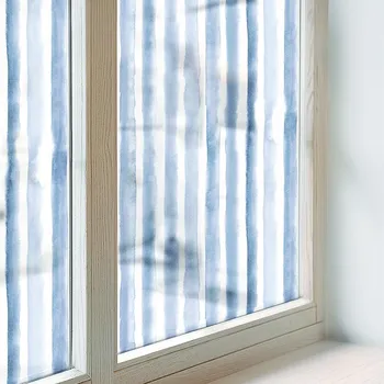 Okenní dekorace Mléčná okenní Fólie na skleněné okenní dýhy, balkon, modré pruhy 100x146