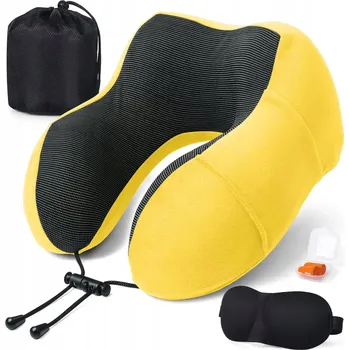 Polštář POLŠTÁŘ POLŠTÁŘEK Z PAMĚŤOVÉ PĚNY NA KRK + ŠPUNTY DO UŠÍ + POTÁPĚČSKÉ BRÝLE NA OČI - SADA