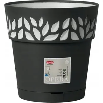 Květináč Květináč plast bílý, šedý Ceramicus 20 cm x 17 x 17 cm