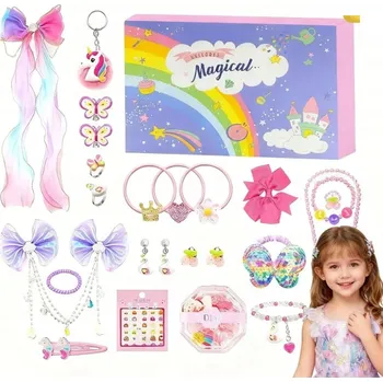 Kalendář ADVENTSKÝ KALENDÁŘ PRO DĚTI S BIŽUTERIÍ PRO DÍVKY RŮŽOVÝ DÁREK