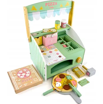 Dřevěná hračka Merkan dřevěná zestaw do pieczenia pizzy + příslušenství hračka pro děti