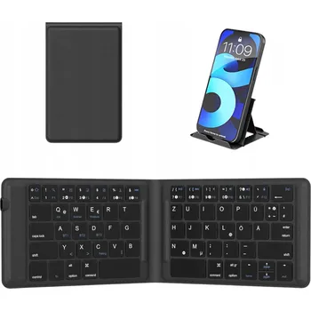 Klávesnice OMOTON Skládací Bluetooth klávesnice QWERTZ černá, 3 kanály, přenosná