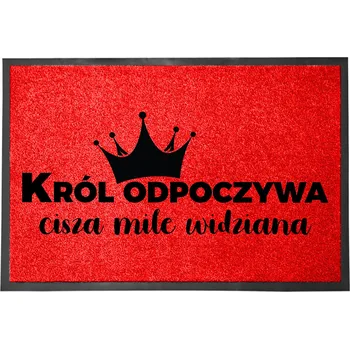 Rohožka VCHODOVÁ ROHOŽKA ČERVENÁ 40X60CM KE DVEŘÍM S HUMOREM | KRÁL ODPOČÍVÁ