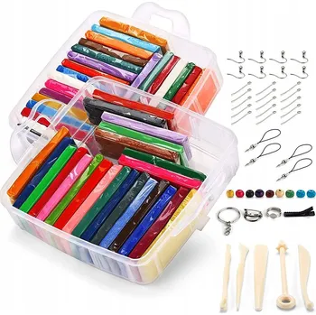 Modelovací hmota PĚNOVÁ PLASTELÍNA POLYMEROVÁ HLÍNA PLASTELÍNA 46 KOL SET + PŘÍSLUŠENSTVÍ MODELÍNA