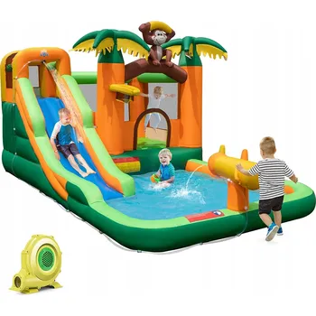 Skákací hrad Nafukovací hrad se skluzavkou do vody a kompresorem