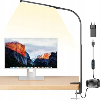 Lampička Lampka Biurkowa LED 3 Barvy Světla, 10 Úrovní Jasnosti, Šetrná k Očím, Černá