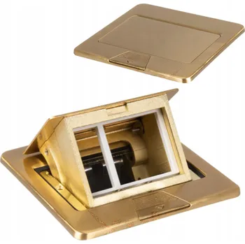 Elektrická zásuvka Anténní zásuvka, elektrická, internetová, telefonní, USB podlahová krabice Kanlux zlatá