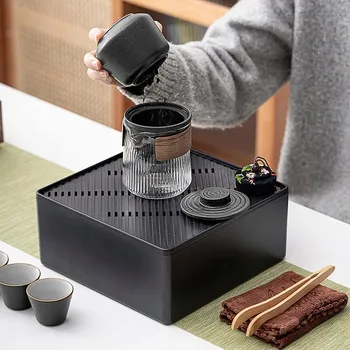 Konvice na čaj ČAJOVÁ SADA JAPONSKÁ ČÍNSKÁ KONVICE ŠÁLKY PODNOS POUZDRO DÁREK