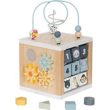 Hračka pro nejmenší Dřevěná multifunkční kostka Safari Montessori Baby Mix