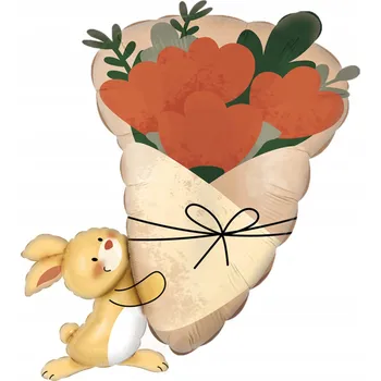 Balónek Foliový balónek „Králíček s kyticí“ – 63 x 68 cm