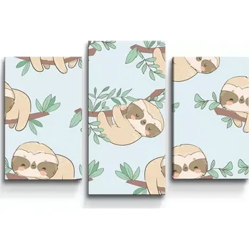 Obraz Sablio Obraz - 3-dílný Lenochodi na větvi - 75x50 cm