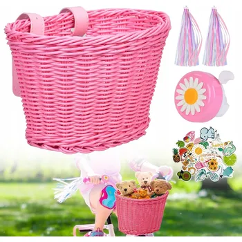 Košík na láhev KOŠÍK NA KOLO PRO DÍVKY PŘÍSLUŠENSTVÍ NA KOLO růžový + SAMOLEPKY 30x