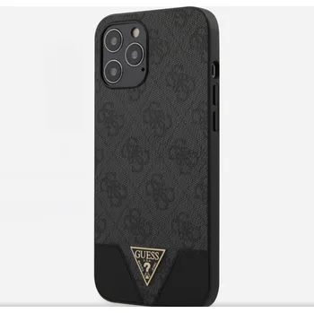 Guess PU 4G Triangle Zadní Kryt pro iPhone 12 Pro Max - Šedá