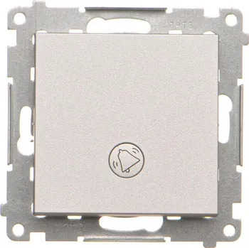 vypínač Tlačítko zapínací, s piktogramem “zvonek”, s orientačním LED podsvětlením,, Simon 55 TD1L.01/143, hliníková