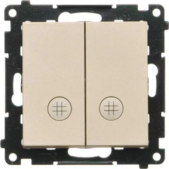 vypínač Vypínač křížový 2 násobný, s orientačním LED podsvětlením,, Simon 55 TW7/2L2.01/144, champagne metalizovaná