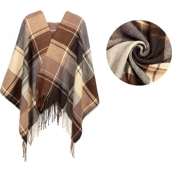 Šála Hnědý dámský dlouhý modní šál se střapci Belen