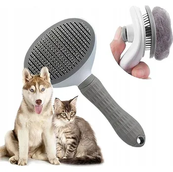 Obraz Kartáč pro zvířata psa kočku SAMOČISTÍCÍ ŠEDÝ ÚČINNÝ