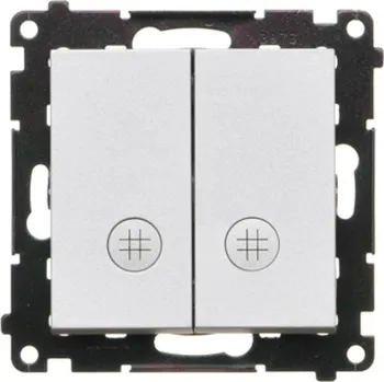 vypínač Vypínač křížový 2 násobný, s orientačním LED podsvětlením, řazení 7So+7So,, Simon 55 TW7/2L2.01/143, hliníková