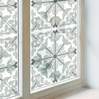Okenní fólie Samolepka Fólie na Mléčné okno Ozdobná Samolepicí Rostlinný vzor 200x146