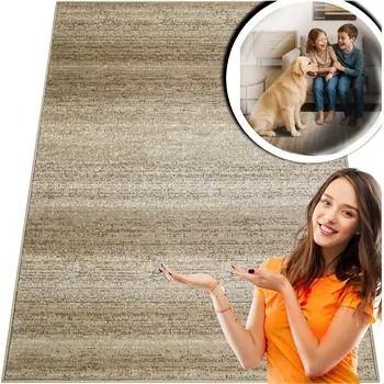 Koberec MÓDNÍ KOBERCE DO OBÝVÁKU ADVENTURE FRYZ HNĚDÝ KRÉMOVÝ MODERNÍ 60x110