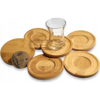 Sklenice Podšálky pod turecké sklenice, bambusové talířky