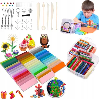kreativní sada DIY POLYMEROVÁ HLÍNA, KOUZELNÁ PLASTELÍNA MASA DÁREK PRO DĚTI 46 BAREV