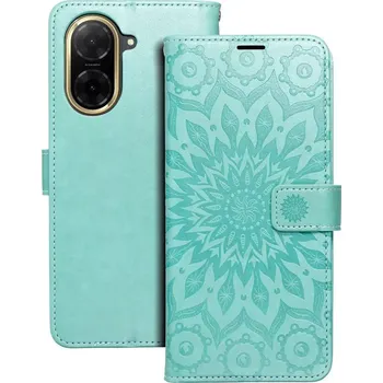 Pouzdro na mobilní telefon Flip pouzdro na mobil Xiaomi Redmi A5 MEZZO Book zelená mandala (Pouzdro na mobil, obal a kryt MEZZO Book pro Xiaomi Redmi A5 se zelenou lisovanou mandalou, kapsami a magnetickým zavíráním)