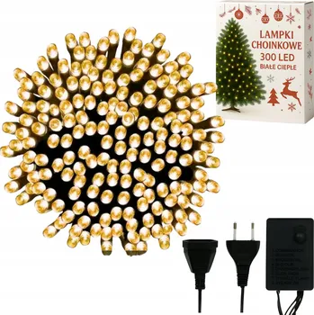 Vánoční dekorace VÁNOČNÍ OSVĚTLENÍ NA STROMEČEK 300 LED BÍLÁ TEPLÁ SVÁTEČNÍ SVĚTLA NA STROMEČEK DO INTERIÉRU