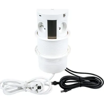 Elektrická zásuvka Zásuvka MULTI BOX 1x USB-A/1xUSB-C/2x RJ45/4 x 230 V AC/Indukce (16 A) bílá
