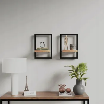 police Dřevěná police VidaXL 25 x 25 cm, odstíny hnědé