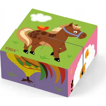 Dřevěná hračka Viga 50835 dřevěné puzzle farma Věk 2+ 9 x 9 x 4 cm