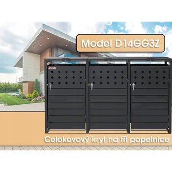 Popelnice Přístřešek na popelnice D14GG3Z, na 3 s dvěma zámky proti větru a krádeži