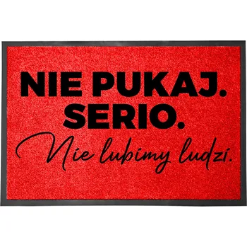 Rohožka ČERVENÁ VSTUPNÍ ROHOŽKA 40X60 CM KE DVEŘÍM - ZÁBAVNÁ PRO DOMÁCNOST - "NEMÁME RÁDI"