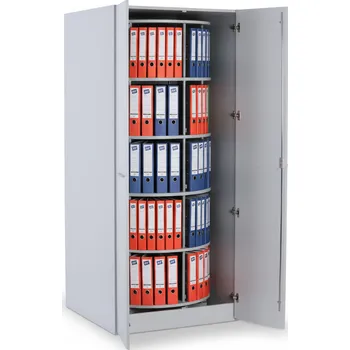 B2B Partner Skříň s otočným regálem na šanony, 5 pater, uzamykatelná, šedá