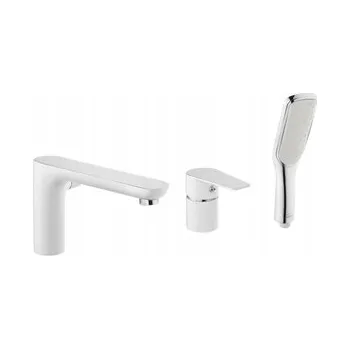 Vodovodní baterie Jednopáková vanová a sprchová baterie na okraj vany Invena Dokos, bílá