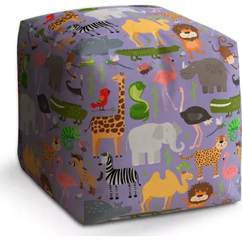 Taburet Sablio Taburet Cube Animované safari: 40x40x40 cm