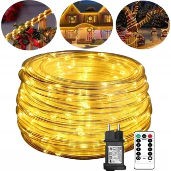 Vánoce Světelný HAD 10m LED VÁNOČNÍ OSVĚTLENÍ NA STROMEČEK TEPLÁ BÍLÁ 100 LED s dálkovým ovládáním