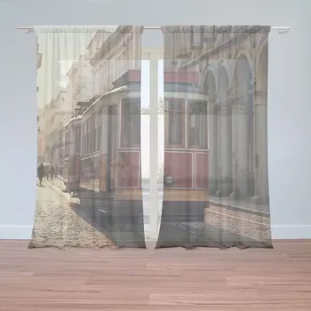 Záclona Sablio Záclony Historická červená tramvaj: 2ks 150x250cm