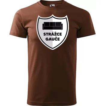 Pánské tričko Sablio Tričko s potiskem Strážce gauče - hnědé S