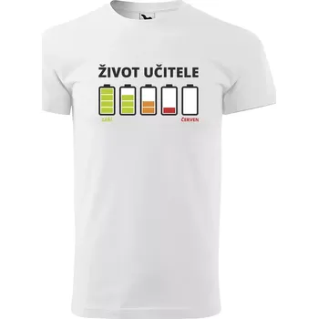 Sablio Tričko s potiskem Život učitele Září-Červen - bílé 5XL