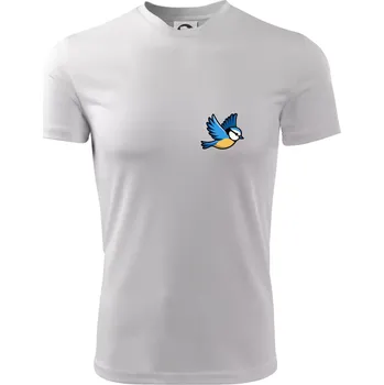 Chlapecké oblečení Sýkorka modřinka na prsu - Dětské triko sportovní (dresovina) - 146 cm/10 let ( Bílá )