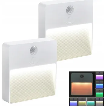 Lampička 2x NOČNÍ LAMPA LED BÍLÉ SENZOR POHYBU SOUMRAKU REGULACE JASU RGB