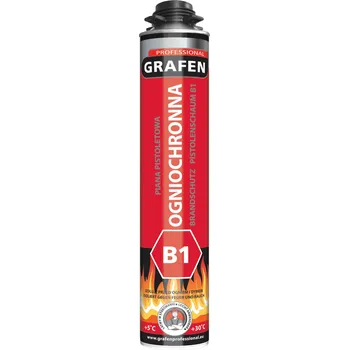 Montážní pěna Pistolová pěna B1 ohnivzdorná protipožární grafen ohnivá 750 ml.