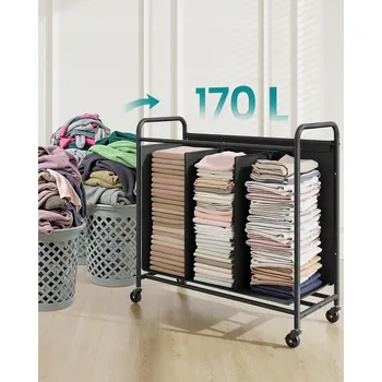 Koš na prádlo KOŠ NA TŘÍDĚNÍ PRÁDLA NA KOLEČKÁCH 3 KOMORY ORGANIZÉR NA PRANÍ