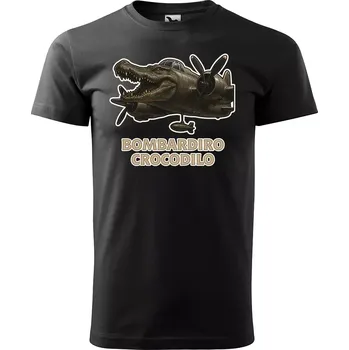 Sablio Tričko s potiskem Bombardiro crocodilo - Italian Brainrot - černé S