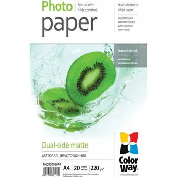 Fotopapír Fotografický papír ColorWay matný, oboustranný, 220 g/m², 20 ks, A4